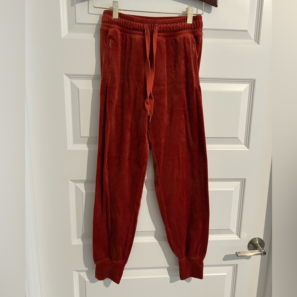 Aerie Velour Jogger Pants Rust Orange Brown Size XS